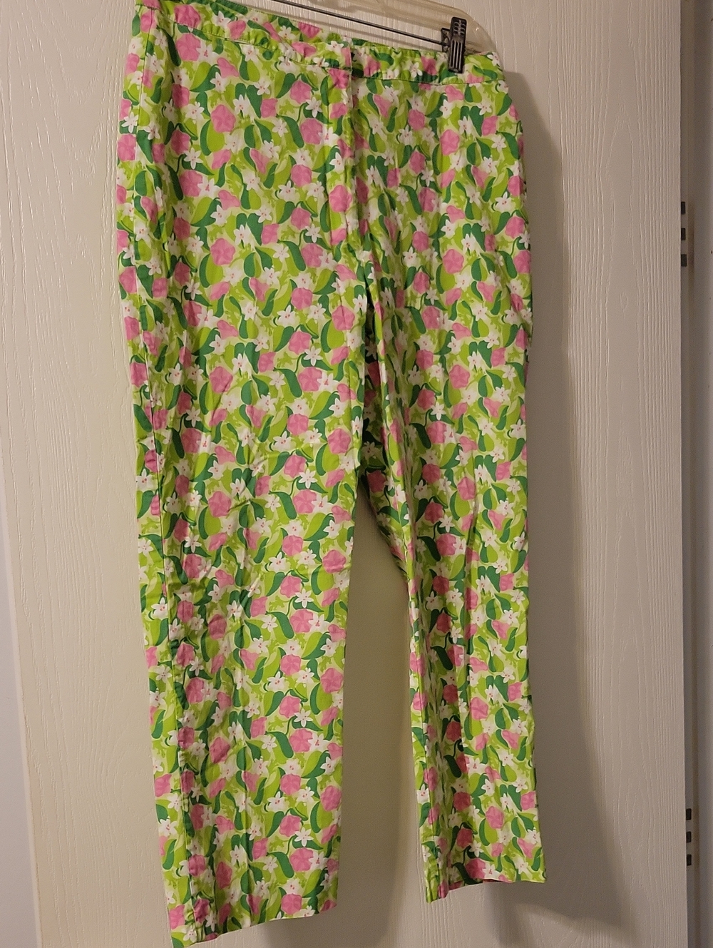 Vintage Lilly Pulitzer Green & Pink Floral Crop Capri Pant